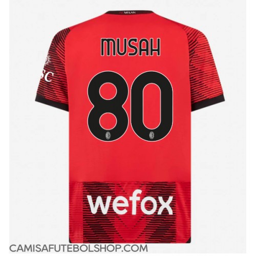 Camisa de time de futebol AC Milan Yunus Musah #80 Replicas 1º Equipamento 2023-24 Manga Curta